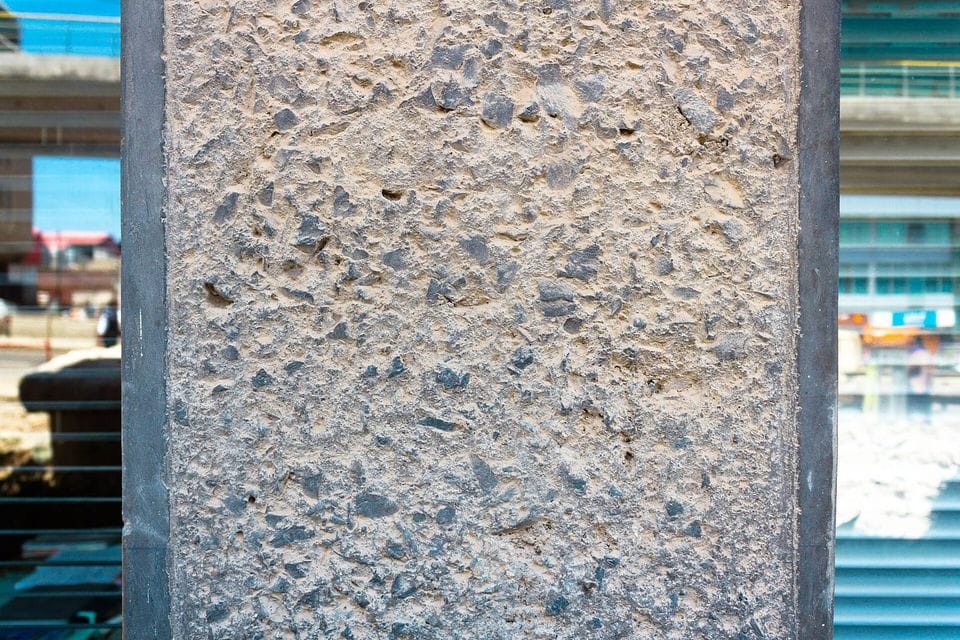 Panel of exposed-aggregate concrete